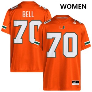 Women Markel Bell Orange Miami Hurricanes #70 College Football Embroidery Jerseys 847484-273