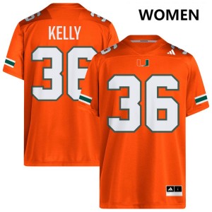 Women Nick Kelly Orange Miami Hurricanes #36 College Football Limited Jerseys 697527-318