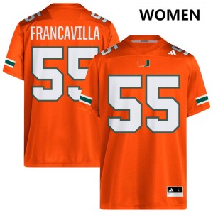 Women Nino Francavilla Orange Miami Hurricanes #55 College Football Stitched Jerseys 672362-111