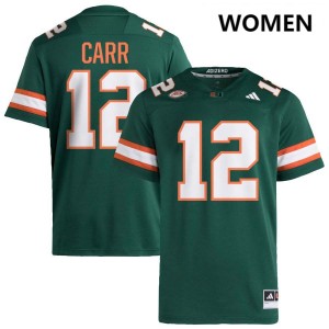 Women Ny Carr Green Miami Hurricanes #12 College Football University Jerseys 576082-760