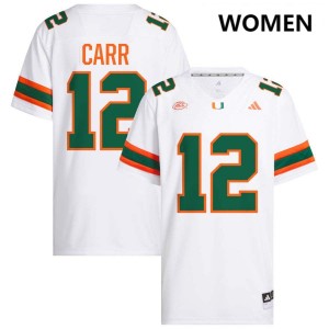 Women Ny Carr White Miami Hurricanes #12 College Football Limited Jersey 754629-667