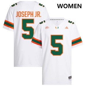Women Ray Ray Joseph Jr. White Miami Hurricanes #5 College Football University Jerseys 843284-927