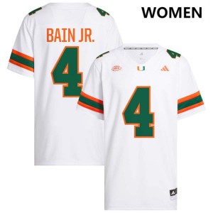 Women Rueben Bain Jr. White Miami Hurricanes #4 College Football Game Jersey 733755-886