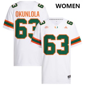 Women Samson Okunlola White Miami Hurricanes #63 College Football Alumni Jerseys 290831-455