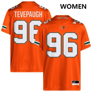 Women Tucker Tevepaugh Orange Miami Hurricanes #96 College Football Player Jersey 622406-335