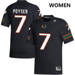 Women Zechariah Poyser Black Miami Hurricanes #7 College Football High School Jersey 289587-400