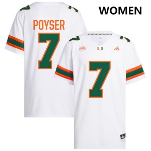 Women Zechariah Poyser White Miami Hurricanes #7 College Football Replica Jersey 443033-938
