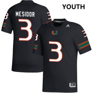 Youth Akheem Mesidor Black Miami Hurricanes #3 College Football High School Jerseys 387757-413