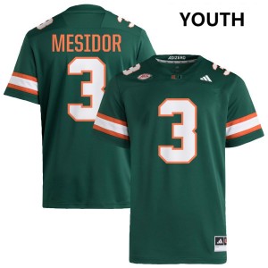 Youth Akheem Mesidor Green Miami Hurricanes #3 College Football Stitched Jerseys 245465-390