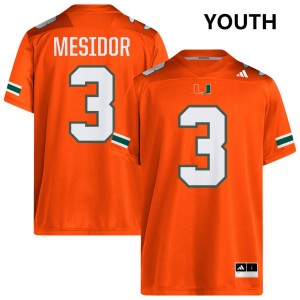 Youth Akheem Mesidor Orange Miami Hurricanes #3 College Football Stitched Jersey 149812-266