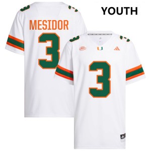 Youth Akheem Mesidor White Miami Hurricanes #3 College Football Official Jerseys 345285-104