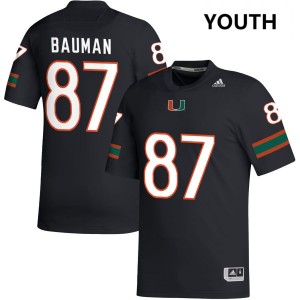 Youth Alex Bauman Black Miami Hurricanes #87 College Football NCAA Jerseys 349684-100
