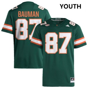 Youth Alex Bauman Green Miami Hurricanes #87 College Football Game Jersey 829335-106
