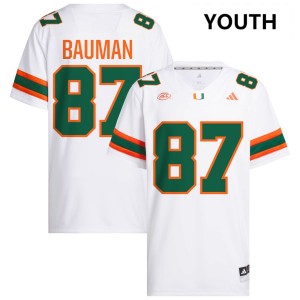 Youth Alex Bauman White Miami Hurricanes #87 College Football Game Jerseys 365550-562