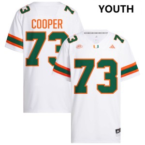 Youth Anez Cooper White Miami Hurricanes #73 College Football Official Jersey 535539-607