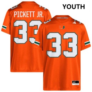 Youth Booker Pickett Jr. Orange Miami Hurricanes #33 College Football Replica Jersey 663356-314