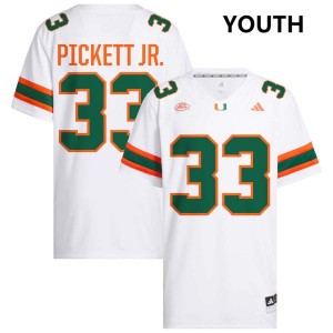 Youth Booker Pickett Jr. White Miami Hurricanes #33 College Football Limited Jersey 469792-901
