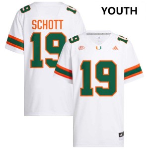 Youth Brock Schott White Miami Hurricanes #19 College Football Stitched Jersey 713340-212
