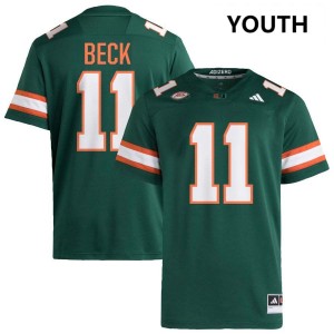 Youth Carson Beck Green Miami Hurricanes #11 College Football Replica Jerseys 752177-602