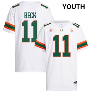 Youth Carson Beck White Miami Hurricanes #11 College Football High School Jerseys 893639-866