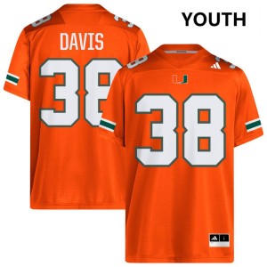 Youth Carter Davis Orange Miami Hurricanes #38 College Football Replica Jerseys 663610-735