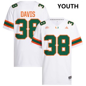 Youth Carter Davis White Miami Hurricanes #38 College Football Alumni Jerseys 965343-433