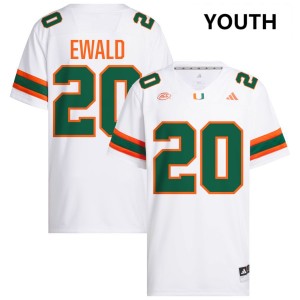 Youth Chris Ewald Jr. White Miami Hurricanes #20 College Football Game Jersey 832425-730