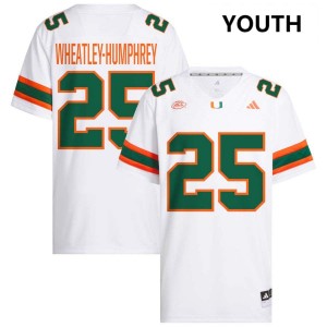 Youth Chris Wheatley-Humphrey White Miami Hurricanes #25 College Football Stitched Jersey 752861-639