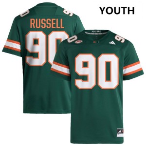 Youth Daylen Russell Green Miami Hurricanes #90 College Football Official Jersey 311680-746