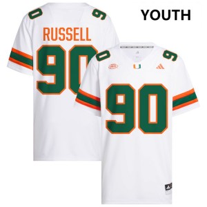 Youth Daylen Russell White Miami Hurricanes #90 College Football Player Jerseys 635630-364