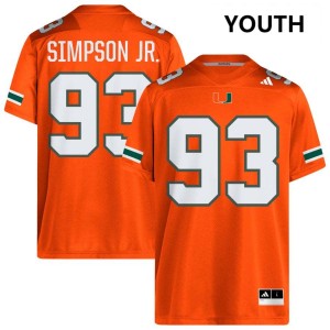 Youth Donta Simpson Orange Miami Hurricanes #93 College Football 2025-26 Jerseys 540334-826