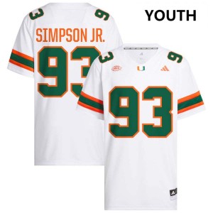 Youth Donta Simpson White Miami Hurricanes #93 College Football High School Jersey 650083-132