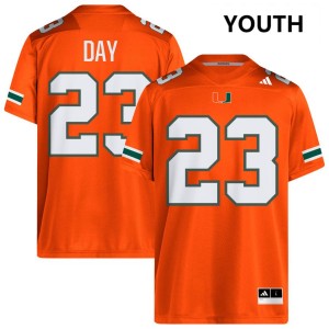 Youth Dylan Day Orange Miami Hurricanes #23 College Football Embroidery Jersey 503975-442