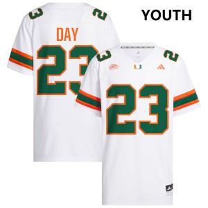 Youth Dylan Day White Miami Hurricanes #23 College Football 2025-26 Jerseys 998087-917