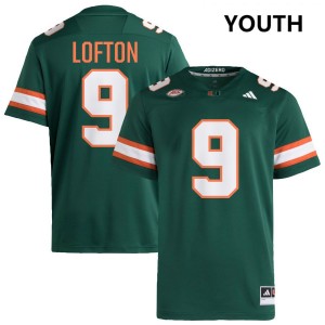 Youth Elija Lofton Green Miami Hurricanes #9 College Football Game Jersey 160836-145