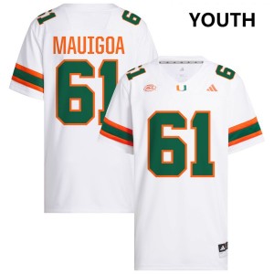 Youth Francis Mauigoa White Miami Hurricanes #61 College Football University Jersey 479417-100
