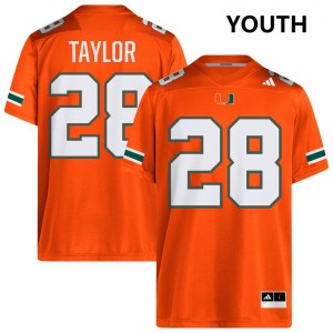 Youth Isaiah Taylor Orange Miami Hurricanes #28 College Football 2025 Jerseys 515542-153