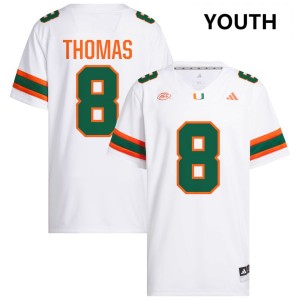 Youth Jakobe Thomas White Miami Hurricanes #8 College Football 2025 Jersey 464801-387