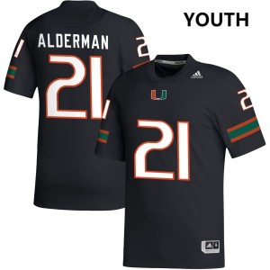 Youth Jaylin Alderman Black Miami Hurricanes #21 College Football Embroidery Jersey 611625-357