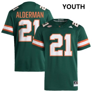 Youth Jaylin Alderman Green Miami Hurricanes #21 College Football NCAA Jersey 426043-123