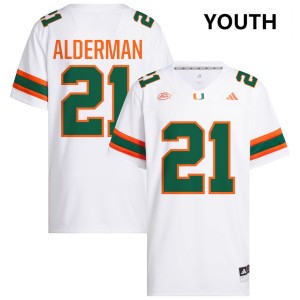 Youth Jaylin Alderman White Miami Hurricanes #21 College Football Embroidery Jerseys 494864-846