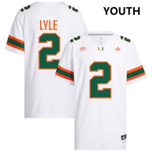Youth Jordan Lyle White Miami Hurricanes #2 College Football Player Jersey 507221-470