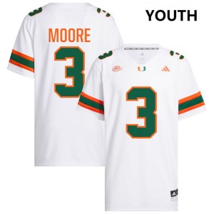 Youth Joshua Moore White Miami Hurricanes #3 College Football Stitched Jerseys 535174-938