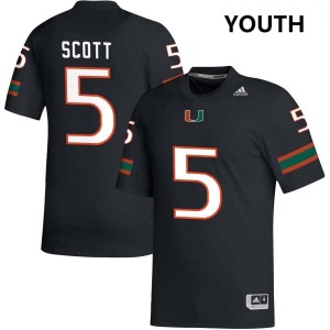 Youth Justin Scott Black Miami Hurricanes #5 College Football Replica Jersey 341520-240