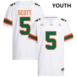 Youth Justin Scott White Miami Hurricanes #5 College Football University Jersey 999782-432