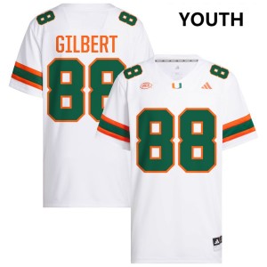 Youth Luka Gilbert White Miami Hurricanes #88 College Football University Jerseys 198184-675