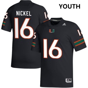 Youth Luke Nickel Black Miami Hurricanes #16 College Football Embroidery Jerseys 376443-907