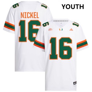 Youth Luke Nickel White Miami Hurricanes #16 College Football 2025 Jersey 307650-231