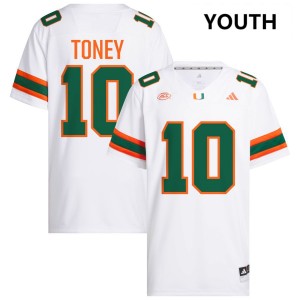 Youth Malachi Toney White Miami Hurricanes #10 College Football 2025 Jersey 238277-500