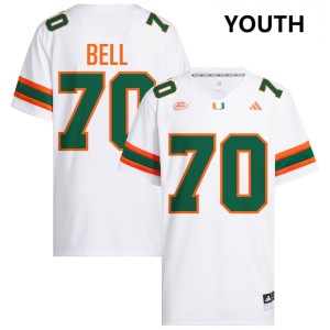 Youth Markel Bell White Miami Hurricanes #70 College Football Limited Jerseys 408314-344